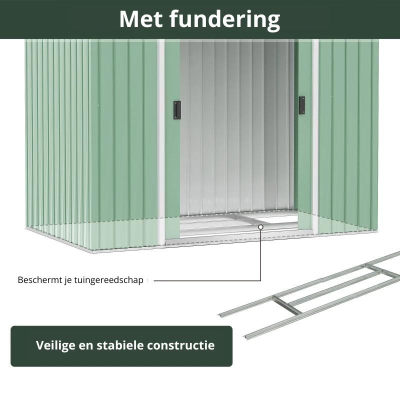 Nancy's Trute Opbergschuur - Gereedschapsschuur - Tuinschuur - Tuinhuisje - Groen - Staal - ± 210 x 130 cm