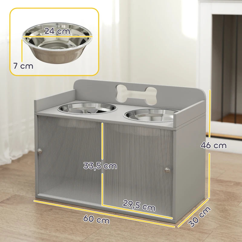 Nancy's Pescaglia Voerbak - Hondenbak - Drinkbak - Hondenvoerbak - Grijs - ± 60 x 30 x 45 cm