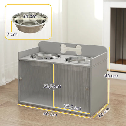 Nancy's Pescaglia Voerbak - Hondenbak - Drinkbak - Hondenvoerbak - Grijs - ± 60 x 30 x 45 cm