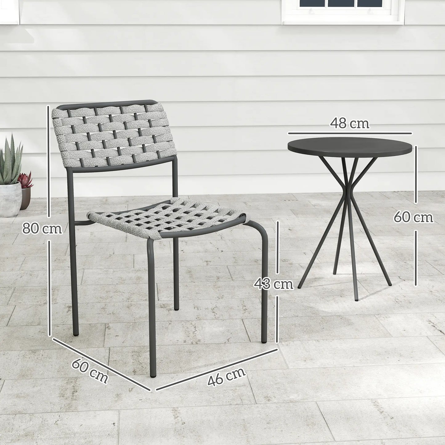 Nancy's Corridonia Bistroset - Tuinset - Balkonset - 3-Delig - Grijs