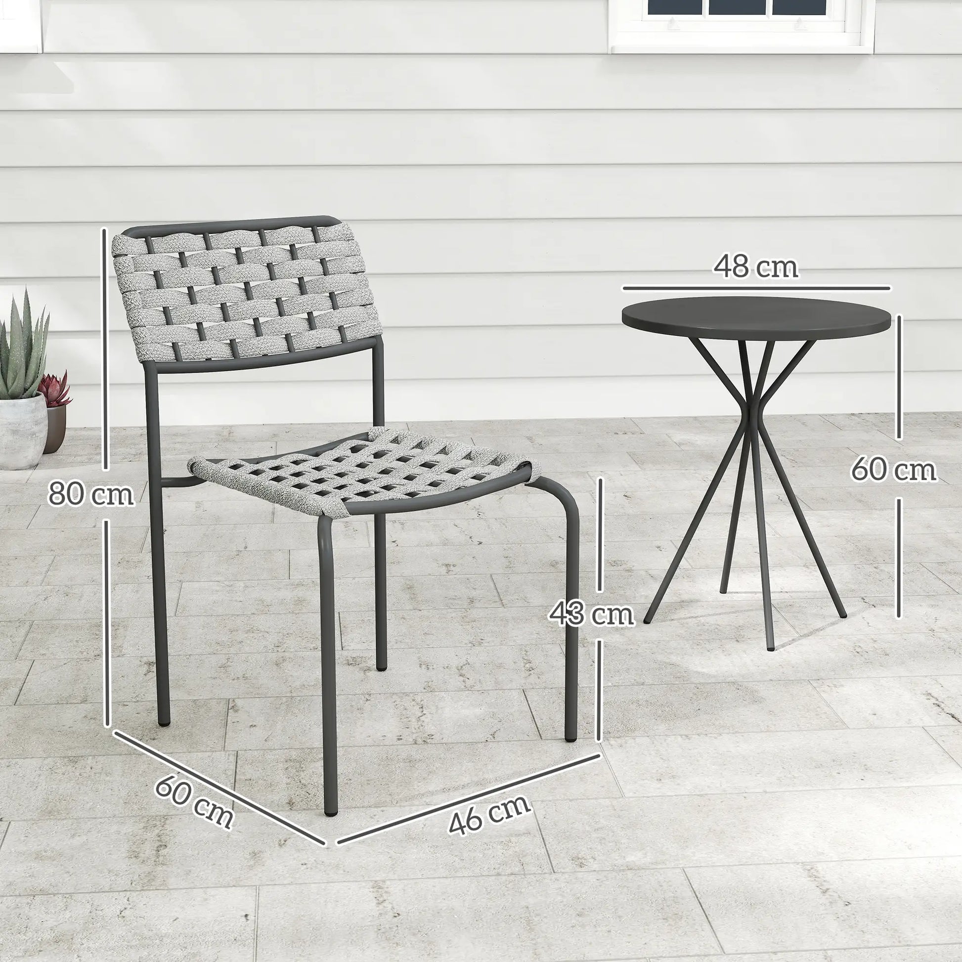 Nancy's Corridonia Bistroset - Tuinset - Balkonset - 3-Delig - Grijs
