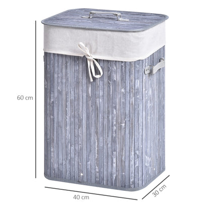Nancy's Melanie Laundry basket with lid, washable laundry bag, bamboo, 72L, gray, 40 x 30 x 60 cm