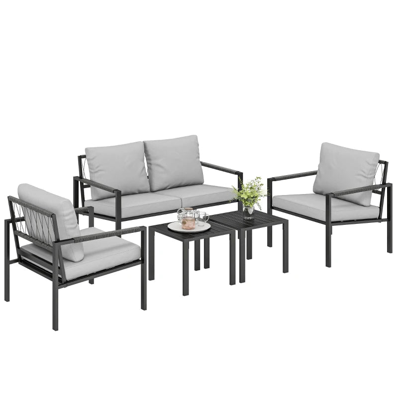 Nancy's Sassetta Loungeset - 5-Delige Terrasmeubelset - Tuinset - Grijs