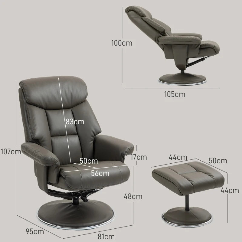Nancy's Calvos Relaxfauteuil - Relaxstoel - Ligstoel - Vertelbare rugleuning - Schommelfunctie - Grijs - Kunstleer