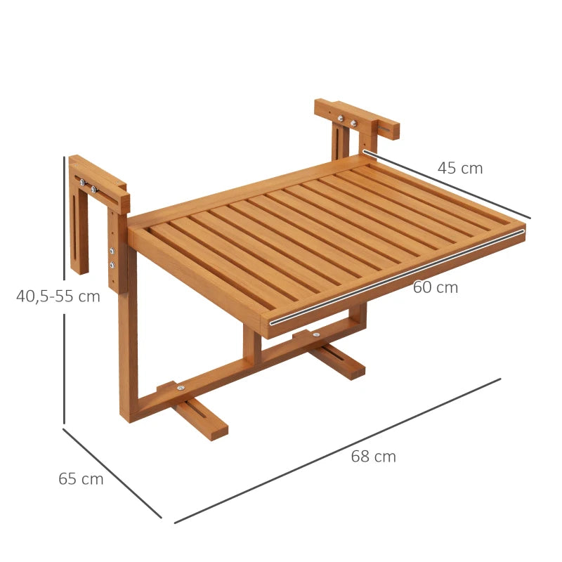 Nancy's Varzea Balkontafel - Terrastafel - Tuintafel - Verstelbaar - Dennenhout - ± 70 x 65 x 40/55 cm