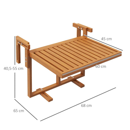 Nancy's Varzea Balkontafel - Terrastafel - Tuintafel - Verstelbaar - Dennenhout - ± 70 x 65 x 40/55 cm