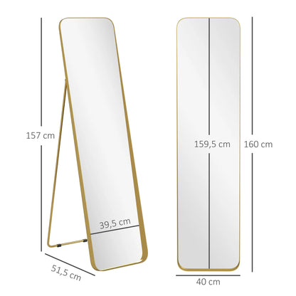 Nancy's Lisio Staande Spiegel - Kledingspiegel - Passpiegel - Goud - 40 x 160 cm