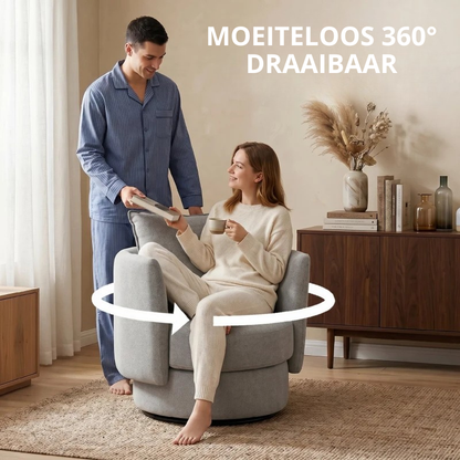 Nancy's Spiazzi Draaifauteuil - Draaistoel - Fauteuil - Relaxstoel - Lichtgrijs - Linnenlook