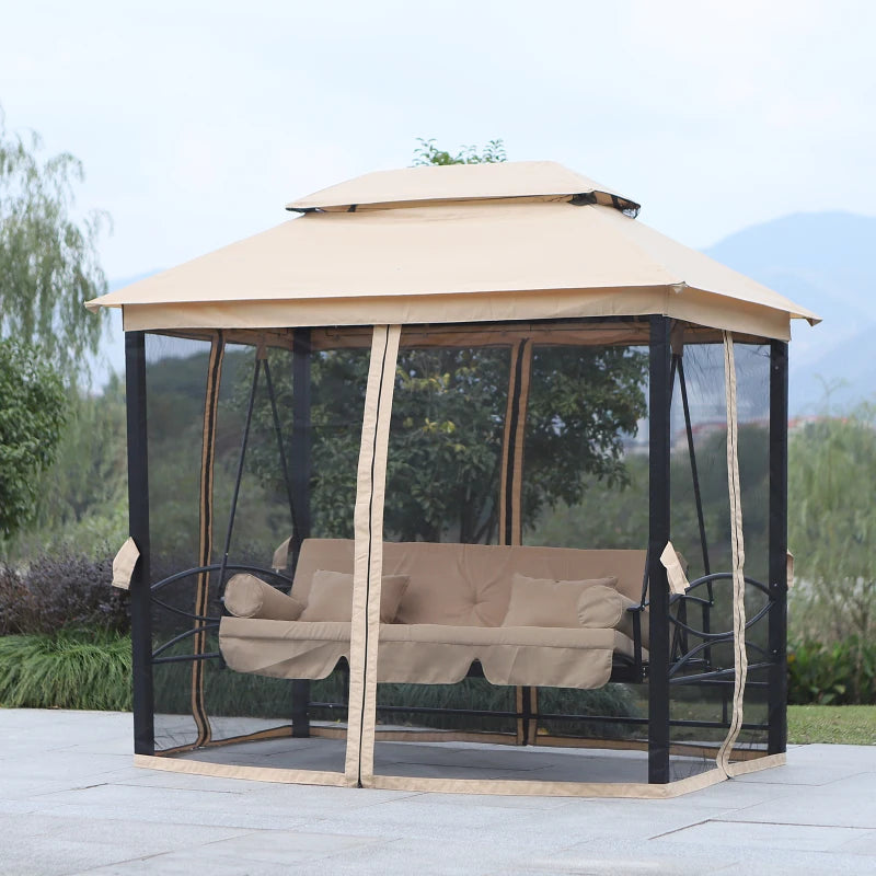 Nancy's Almeirim Schommelbank - Tuinschommel - Beige ± 260 x 170 x 250 cm