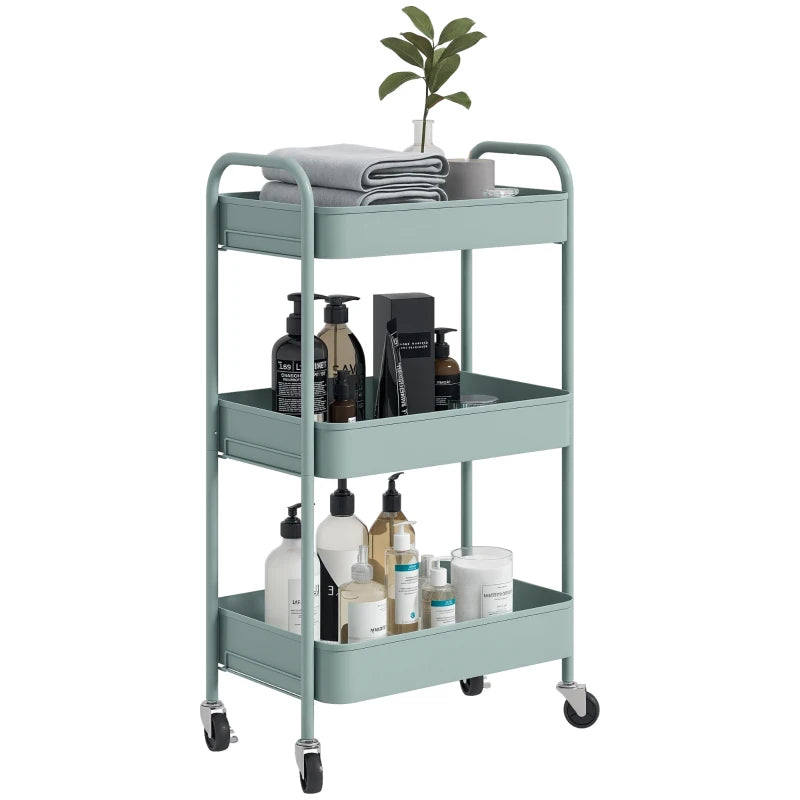 Nancy's Monterosi Trolley - Serveerwagen - Keukentrolley - Lichtblauw - Staal - ± 45 x 30 x 80 cm