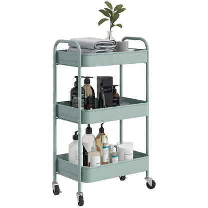 Nancy's Monterosi Trolley - Serveerwagen - Keukentrolley - Lichtblauw - Staal - ± 45 x 30 x 80 cm