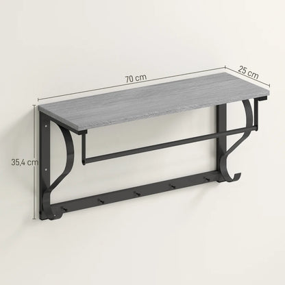 Nancy's Mistretta Wandkapstok - Muurkapstok - Wandgarderobe - Grijs - ± 70 x 25 x 35 cm