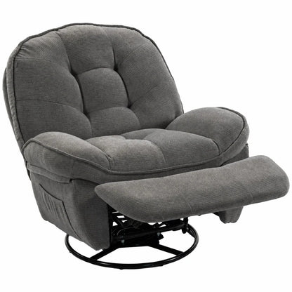Nancy's Teolo Lounge Fauteuil - Relax Stoel - Loungestoel - Draai-, schommel en ligfunctie - Grijs - Chenille