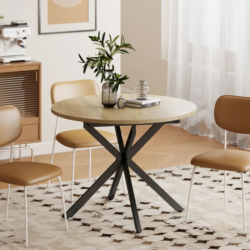 Nancy's Tossicia Eettafel Ovaal - Uitschuifbare eettafel - Tafel ovaal - Naturel hout / Zwart - MDF / Staal