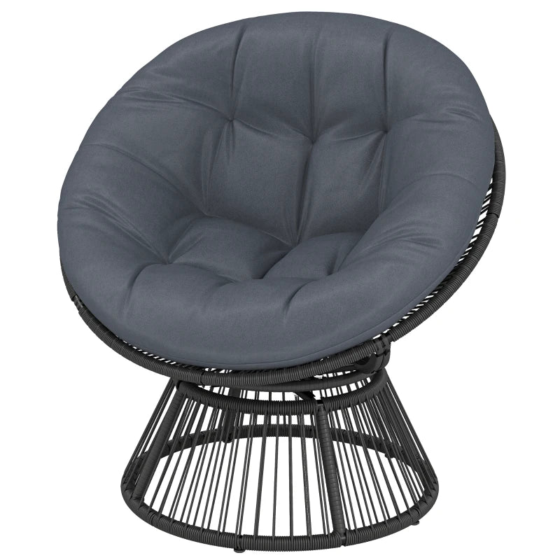 Nancy's Sampeyre Loungestoel - Draaistoel - Buitenstoel - Tuinstoel - Grijs - Rotan - ± 95 x 80 x 85 cm