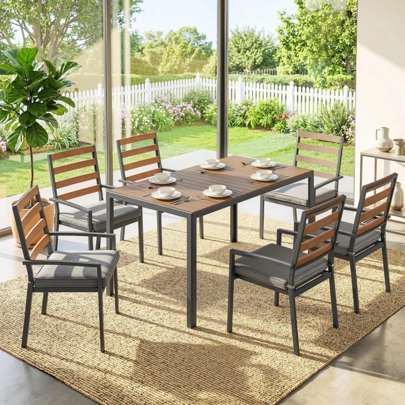 Nancy's Sarnano Tuinset - Tuintafel Set - 7-Delige Tuinmeubel Set - Grijs / Naturel