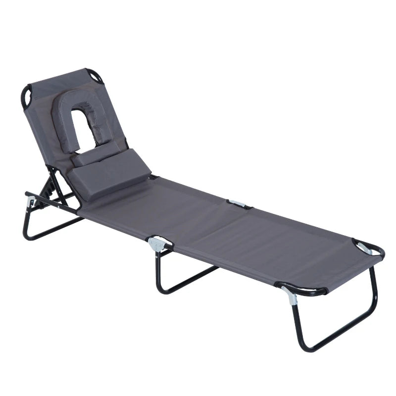 Nancy's Caparica Lounger - Lit lounge - Lit de plage - Pliable - Gris