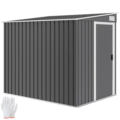 Nancy's Nogara Opbergschuur - Tuinschuur - Tuinhuisje - Gereedschapsschuur - Grijs - Staal - ± 155 x 205 x 160/180 cm