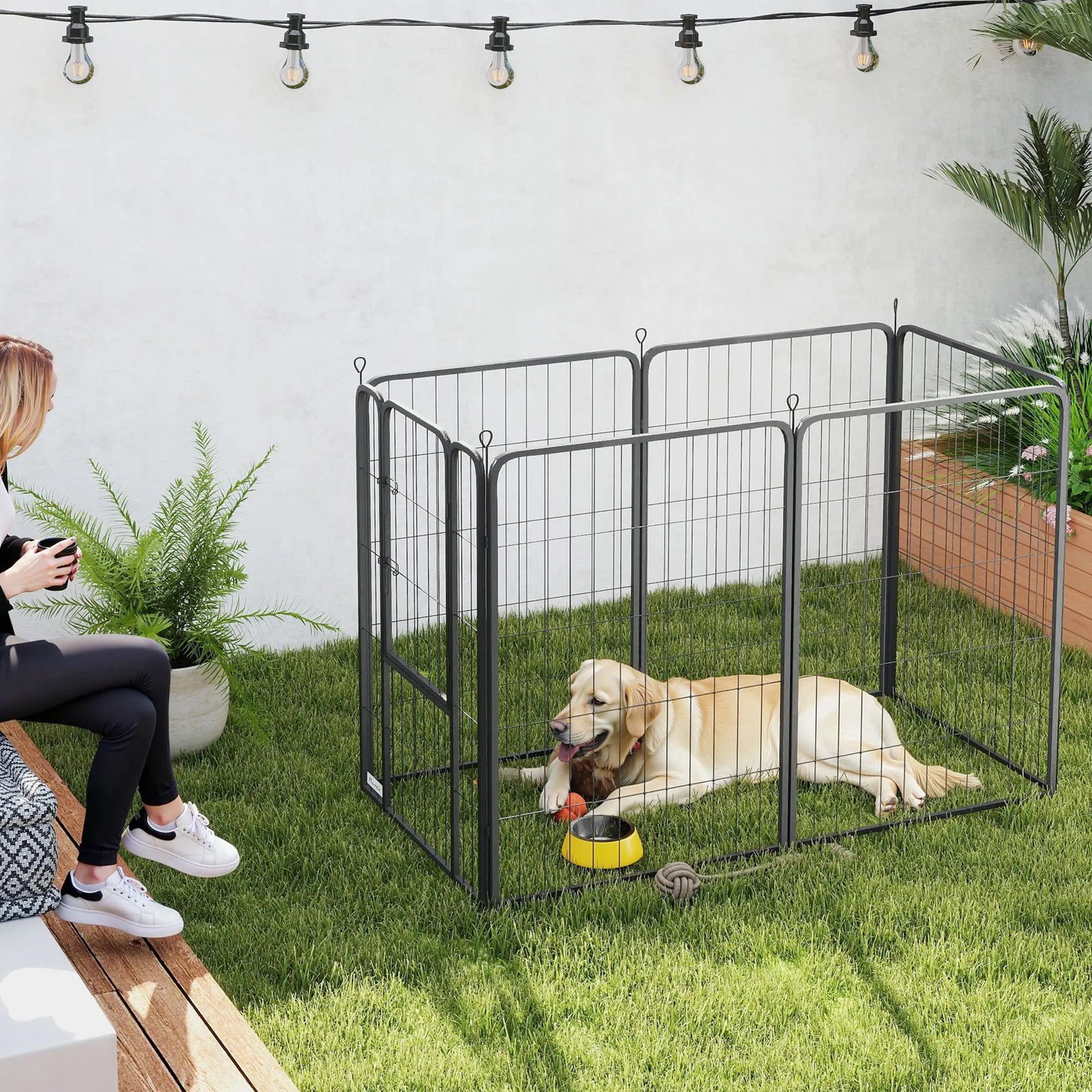 Nancy's Colazza Hondenbox - Honden ren - Puppyren - Puppybox - Zwart - Staal