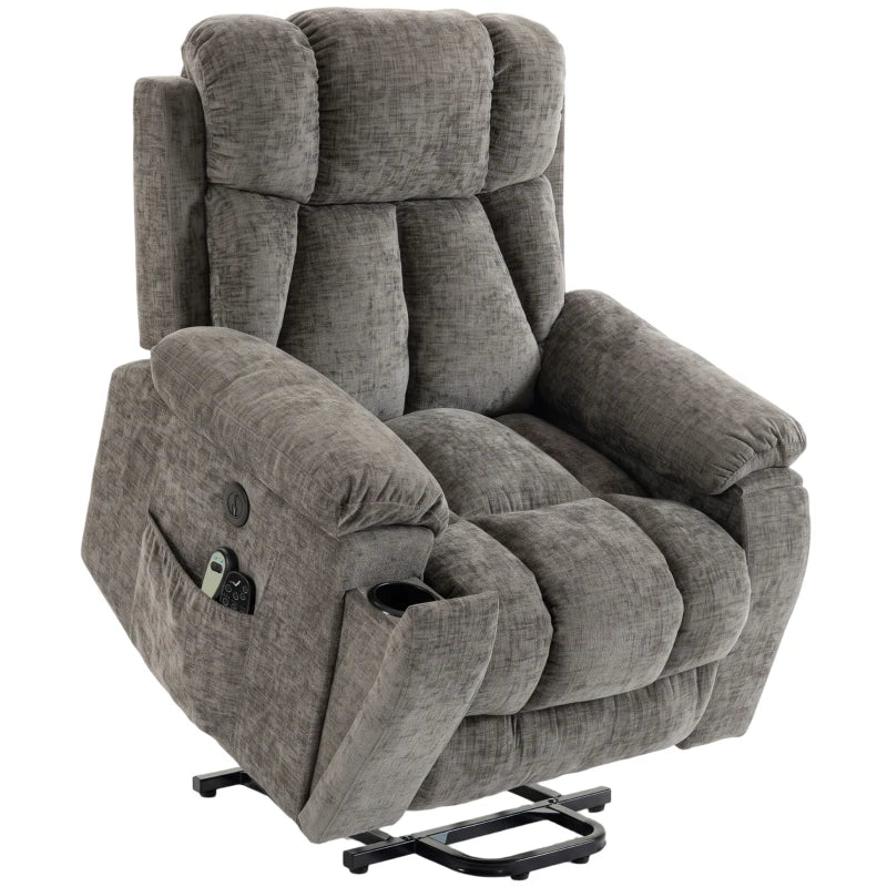 Nancy's Valsolda Sta op stoel - Seniorenstoel - Opsta stoel - Trilmassage & Warmte - Grijs - Chenille