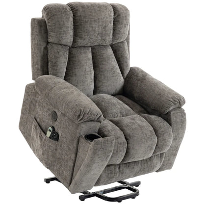 Nancy's Valsolda Sta op stoel - Seniorenstoel - Opsta stoel - Trilmassage & Warmte - Grijs - Chenille