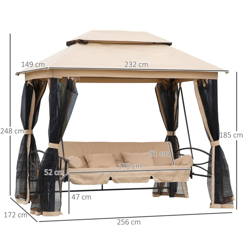 Nancy's Almeirim Schommelbank - Tuinschommel - Beige ± 260 x 170 x 250 cm