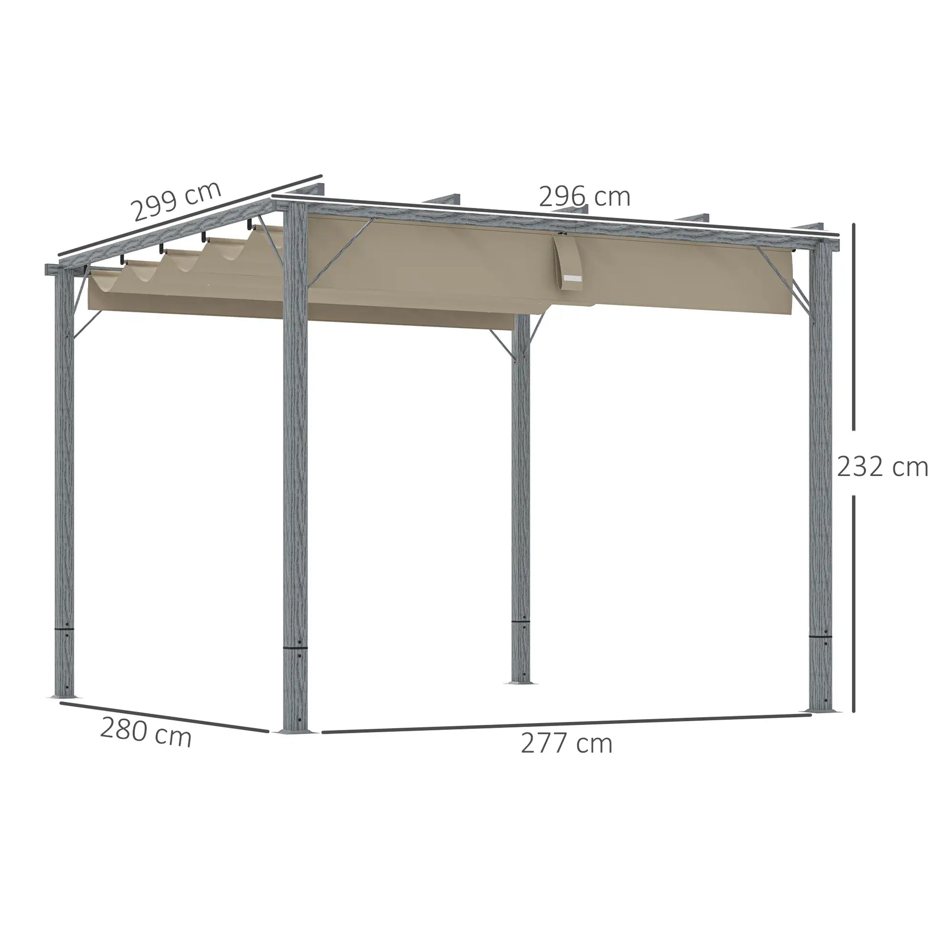 Nancy's Celano Pergola - Terras Overkapping - Paviljoen - Grijs - ± 300 x 300 x 230 cm