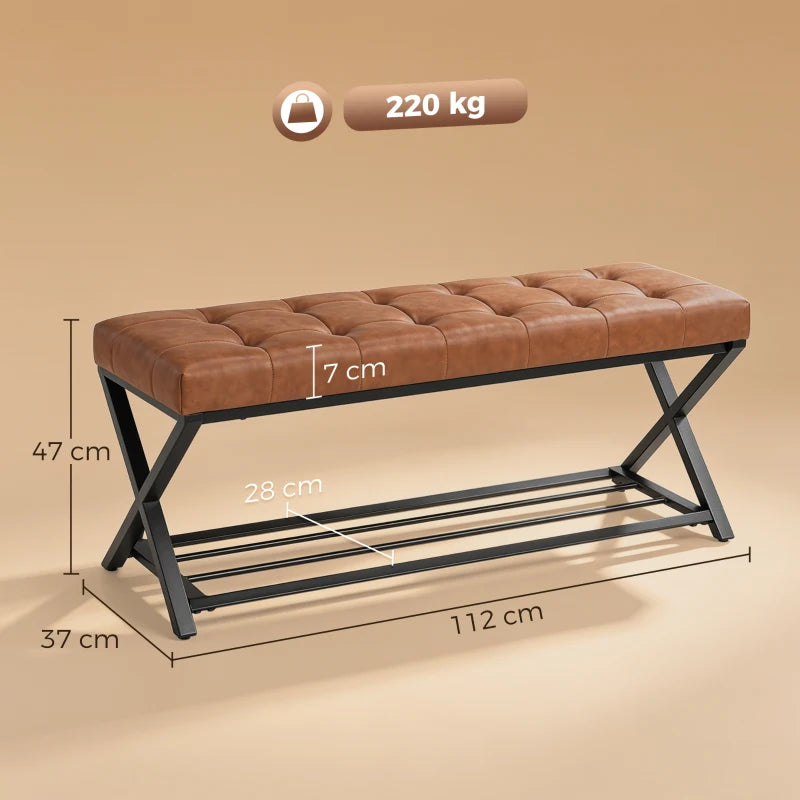 Nancy's Sperlonga Schoenenbank - Schoenenrek - Open opbergruimte - Bruin / Zwart - ± 110 x 35 x 45 cm