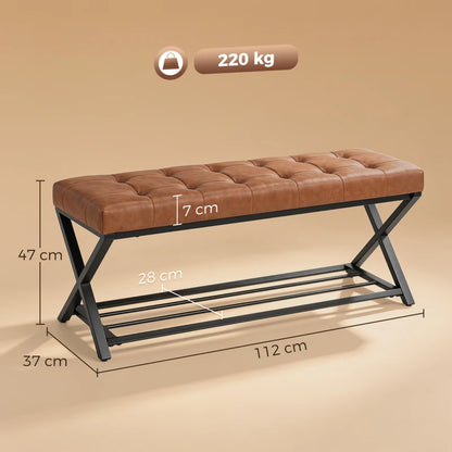 Nancy's Sperlonga Schoenenbank - Schoenenrek - Open opbergruimte - Bruin / Zwart - ± 110 x 35 x 45 cm