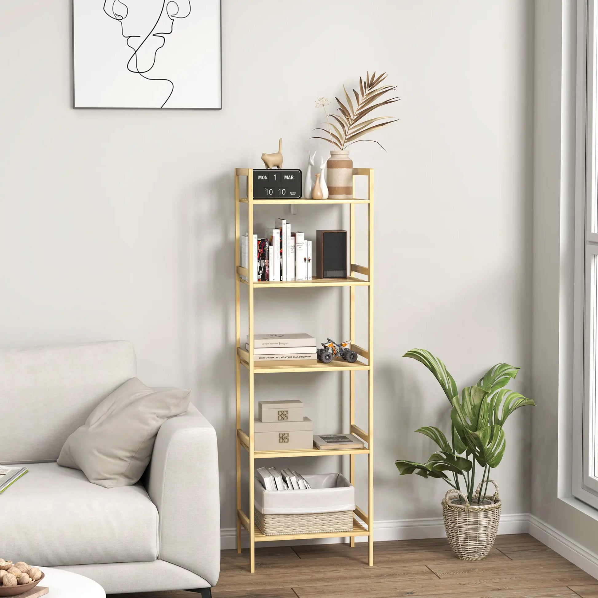 Nancy's Carreira Badkamerrek - Badkamerkast - Badkamermeubel - Bamboe - ± 45 x 30 x 140 cm