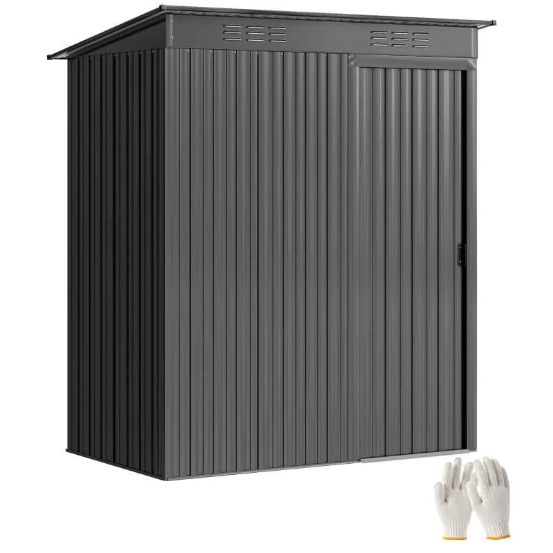 Nancy's Pula Opbergschuur - Tuinschuur - Gereedschapsschuur - Grijs - Staal - ± 160 x 105 x 165/181 cm
