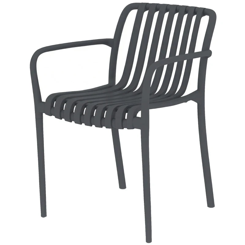 Nancy's Sistiana Tuinstoelen - Set van 4 - Terrasstoelen - Buitenstoelen - Donkergrijs - Kunststof