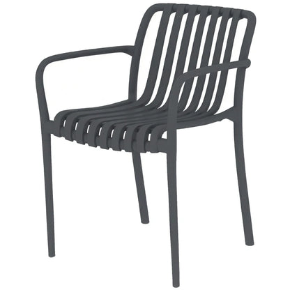 Nancy's Sistiana Tuinstoelen - Set van 4 - Terrasstoelen - Buitenstoelen - Donkergrijs - Kunststof