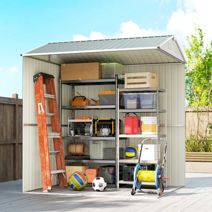 Nancy's Puglia Opbergschuur - Gereedschapsschuur - Tuinschuur - Grijs - Staal - ± 210 x 175 x 235 cm