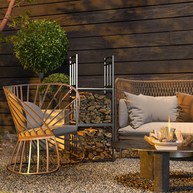 Nancy's Morrovalle Haardhoutrek - Houtopslag - Brandhout Rek - Houtrek - Zwart - Staal