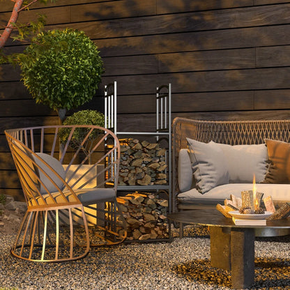 Nancy's Morrovalle Haardhoutrek - Houtopslag - Brandhout Rek - Houtrek - Zwart - Staal