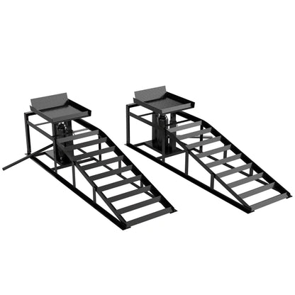 Nancy's Tarvisio Hefbrughellingen - Oprijplaten - Oprijhelling - Antislip - Verstelbare hoogte - Zwart - Staal - 114 x 34,5 x 23-32,5 cm