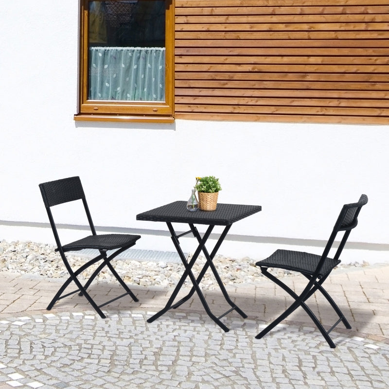 Nancy's Actun Neko Polyrattan Bistroset voor 2 personen - Zitgroep rotan tuinset zwart