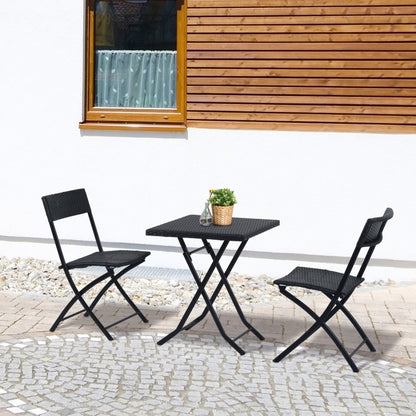 Nancy's Actun Neko Polyrattan Bistroset voor 2 personen - Zitgroep rotan tuinset zwart