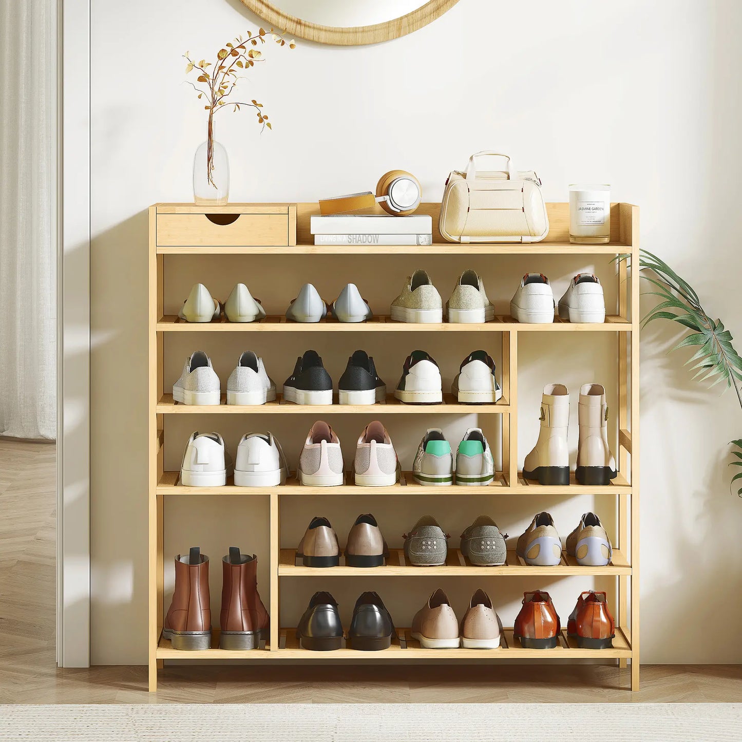 Nancy's Malesco Schoenenrek - Opbergrek voor schoenen - Natuurlijk - Bamboe - ± 100 x 30 x 100 cm