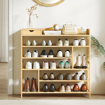 Nancy's Malesco Schoenenrek - Opbergrek voor schoenen - Natuurlijk - Bamboe - ± 100 x 30 x 100 cm