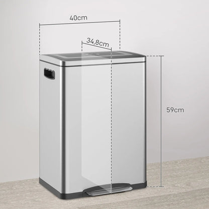 Nancy's Funes Afvalscheiding Prullenbak - Afvalemmer - Zilver - RVS - 2 x 20 Liter