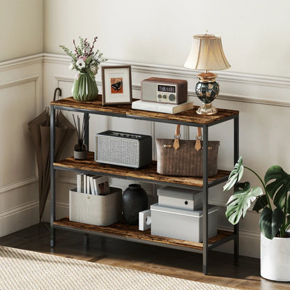 Nancy's Melzo Sidetable - Consoletafel - Bijzettafel - Bruin / Zwart - ± 100 x 35 x 80 cm