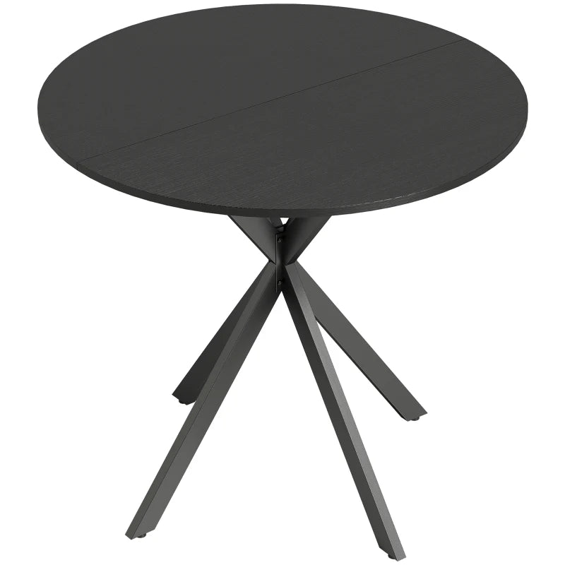 Nancy's Travo Eettafel rond - Ronde eettafel met houtlook - Zwart - Spaanplaat / Staal - Ø80 x 75H cm