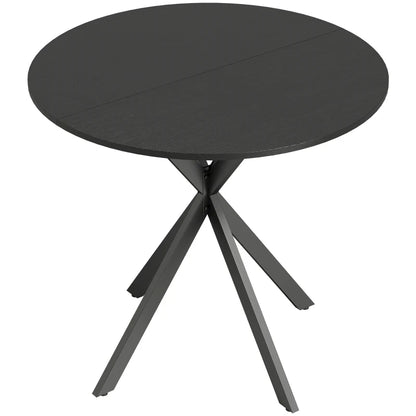 Nancy's Travo Eettafel rond - Ronde eettafel met houtlook - Zwart - Spaanplaat / Staal - Ø80 x 75H cm