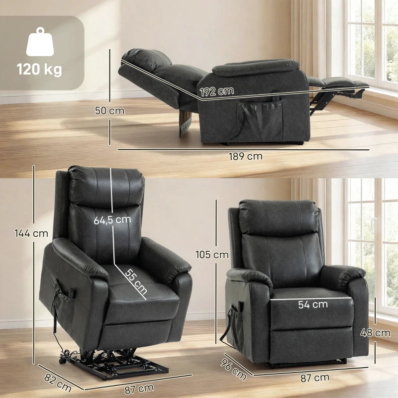 Nancy's Roncone Sta op Stoel - Opsta Stoel - Seniorenstoel - Elektrische Fauteuil - Zwart - Kunstleer