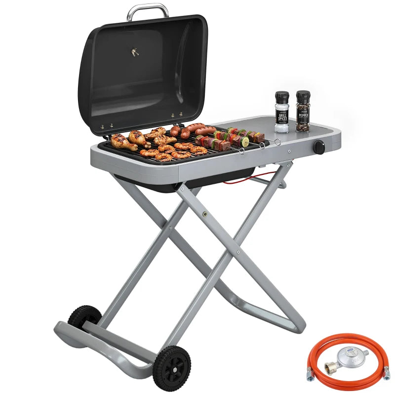 Nancy's Scoppito Kofferbarbecue - Gasbarbecue - BBQ - Royaal Grilloppervlak - Thermometer - Zwart / Zilver
