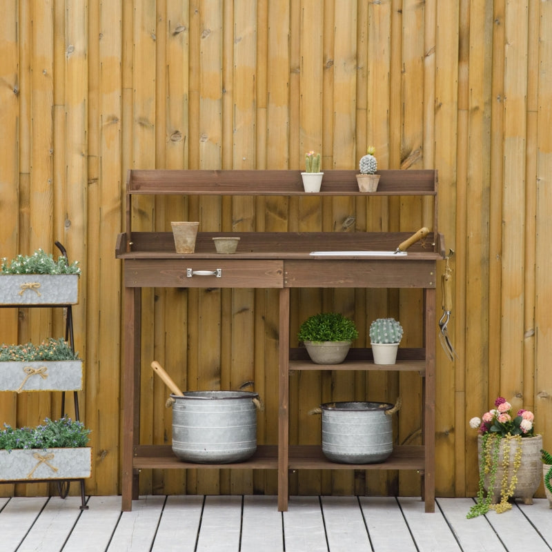 Nancy's Don Benito Planting table - Garden work table - Work table - Brown - Pine wood - ± 120 x 45 x 120 cm