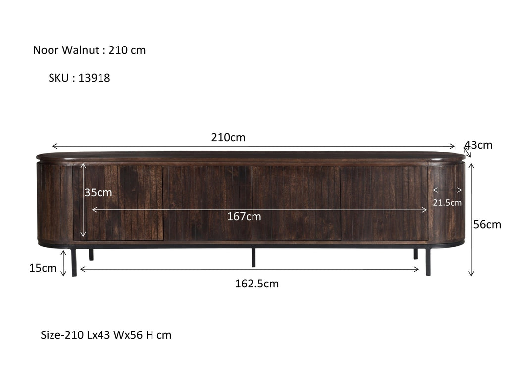 Livingfurn Noor Walnut TV meubel 210cm