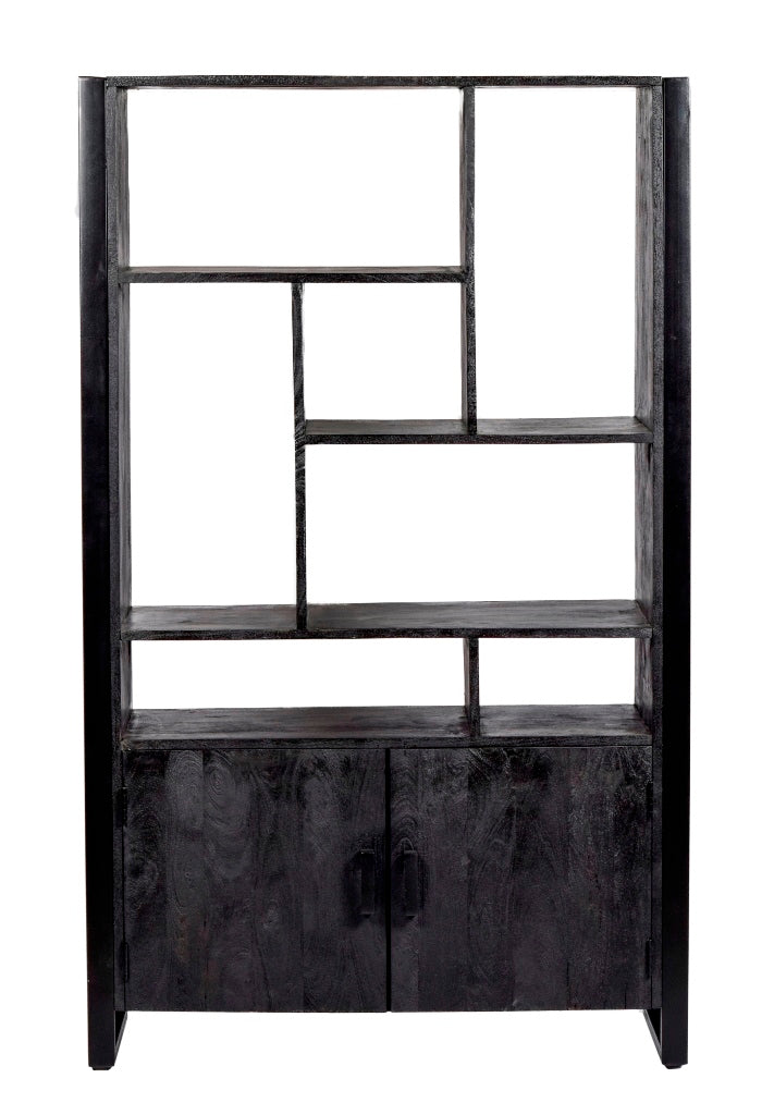 Nancy's Deocriste Boekenkast - Wandkast - Staande kast - Mangohout - Zwart - ± 40 x 110 x 180 cm